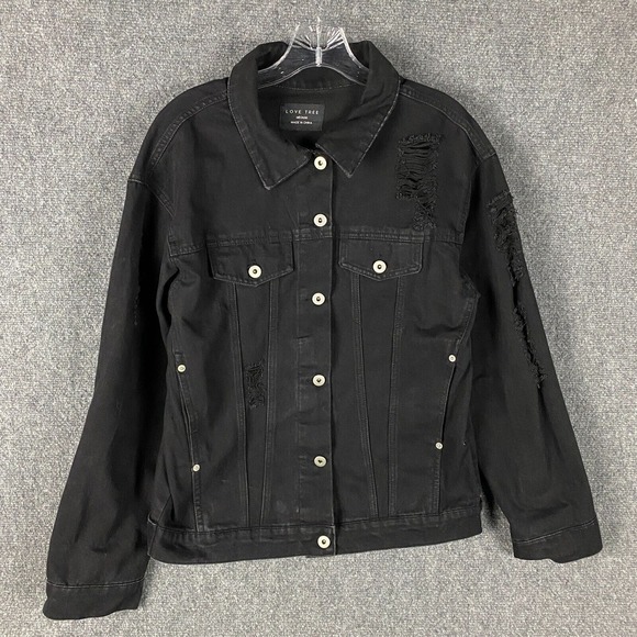Love Tree Jackets & Blazers - Love Tree Denim Jacket Women's Medium Black Cotton Blend Adults M‎